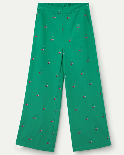 Pantalon Vert Imprimé Cerises – Compania Fantastica