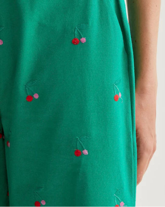 Pantalon Vert Imprimé Cerises – Compania Fantastica