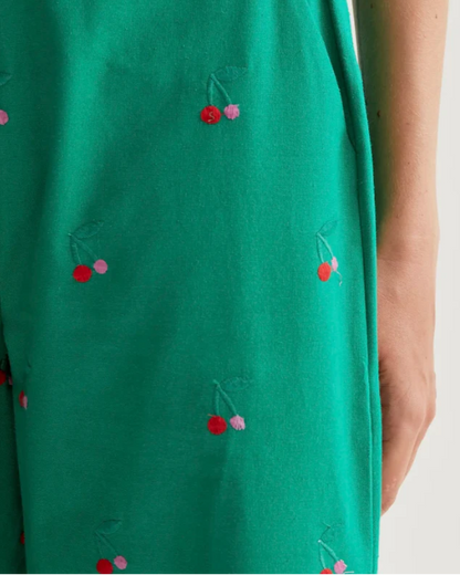 Pantalon Vert Imprimé Cerises – Compania Fantastica