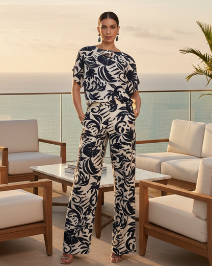 Top Fleuri Navy Offwhite – Geisha