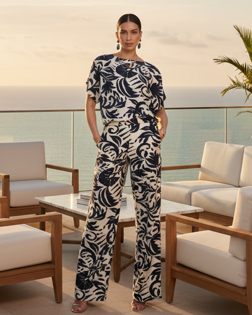 Top Fleuri Navy Offwhite – Geisha
