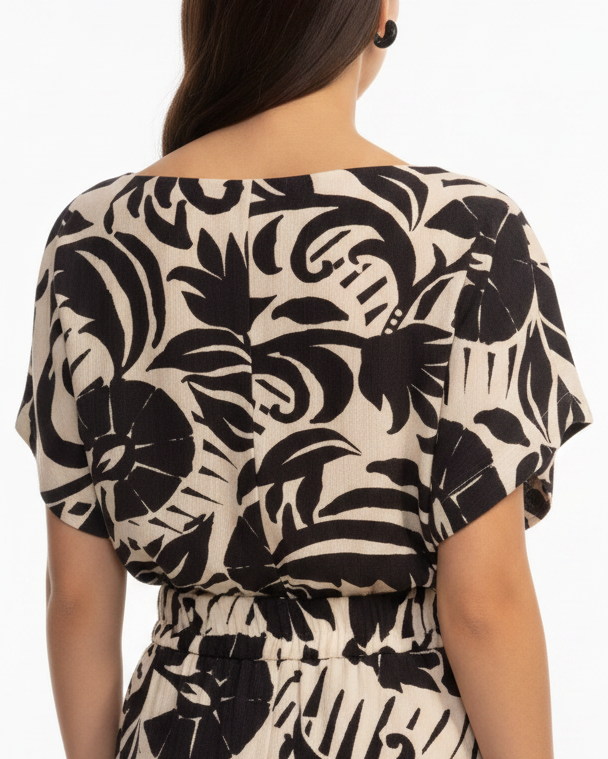 Top Fleuri Navy Offwhite – Geisha