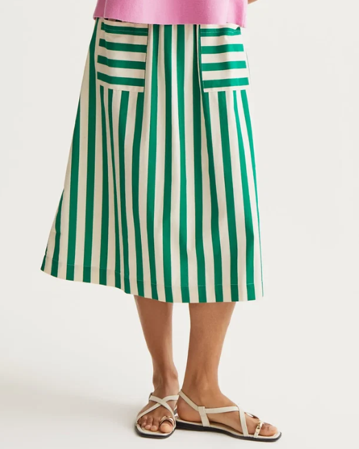 Jupe Midi rayée Vert Bambou – Compania Fantastica