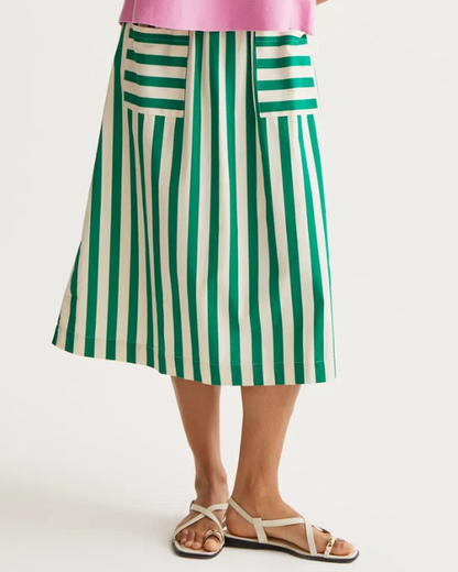 Jupe Midi rayée Vert Bambou – Compania Fantastica