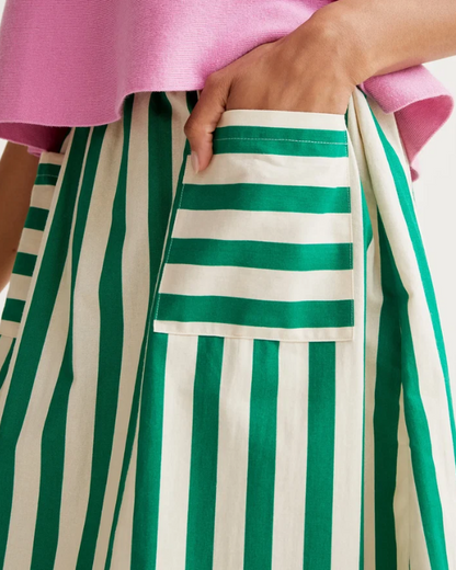 Jupe Midi rayée Vert Bambou – Compania Fantastica