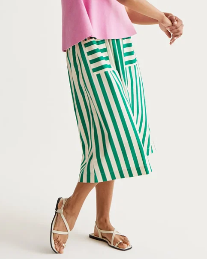 Jupe Midi rayée Vert Bambou – Compania Fantastica