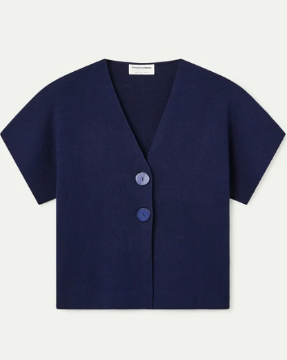 Cardigan Manches Courtes Bleu Marine – Compania Fantastica