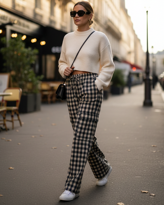 Pantalon à Carreaux marine Nuchikka Dark Sapphire – Nümph