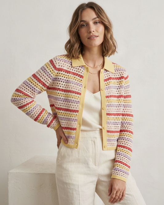 Cardigan en Crochet Rayé Multicolore Nunancy Popcorn – Nümph