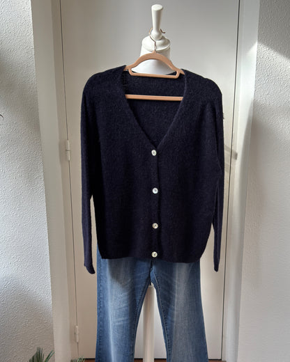 Cardigan Alpaga col V marine taille unique