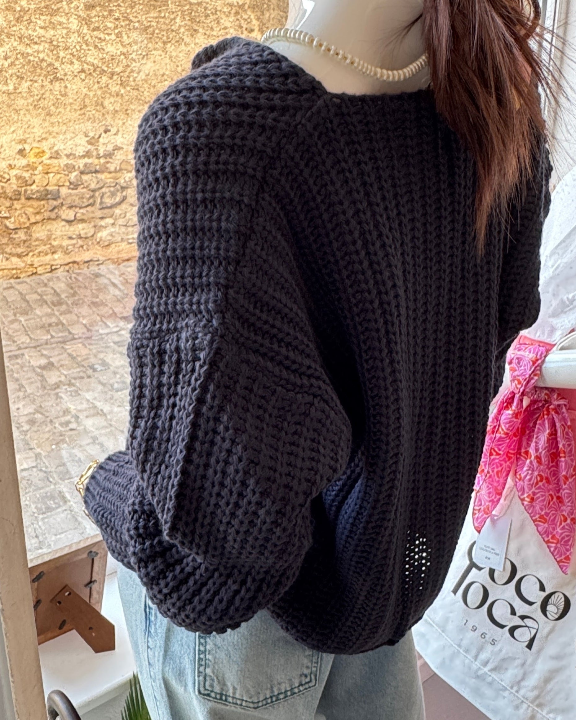 Cardigan "Cloe" en maille bleu marine dos