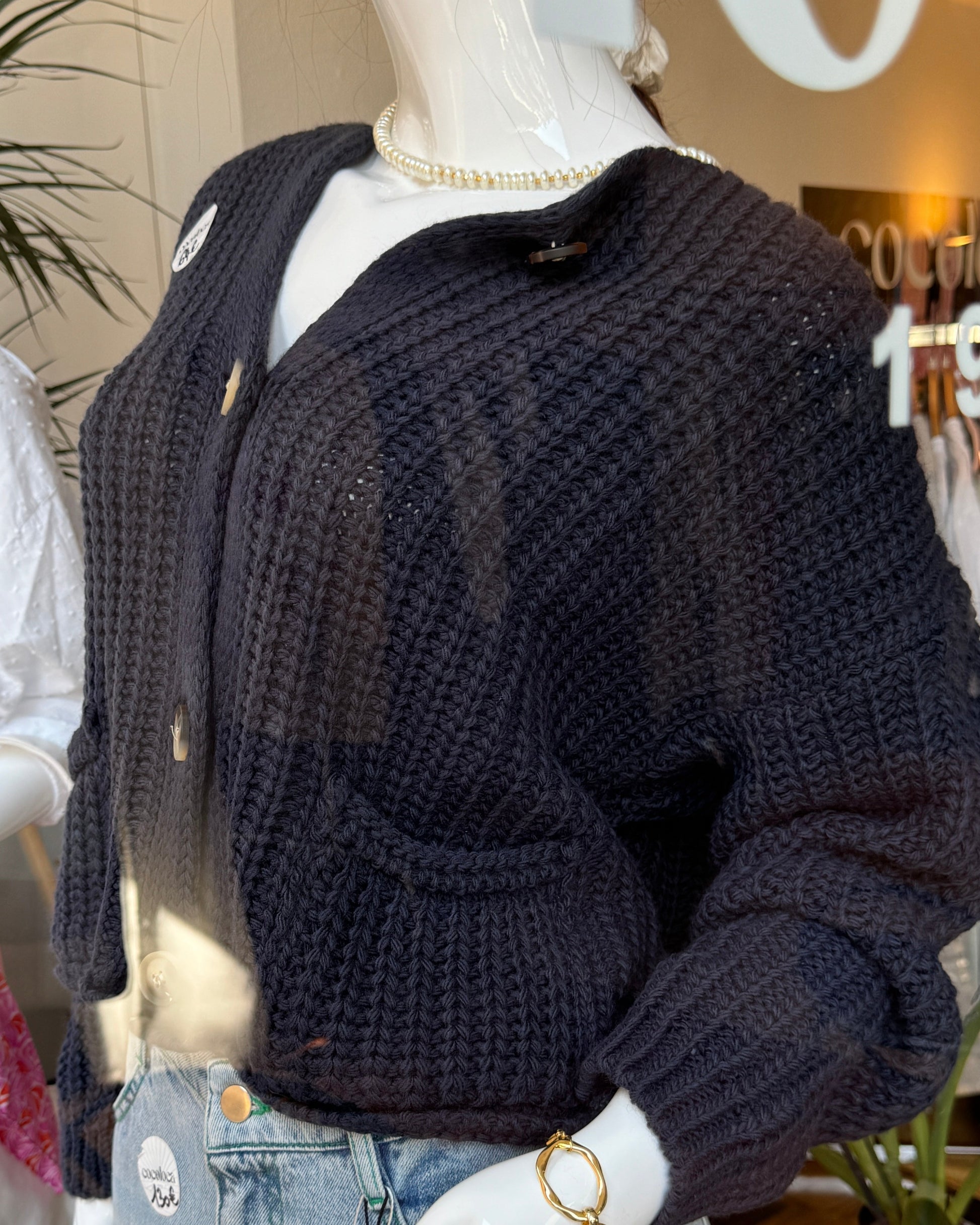 Cardigan "Cloe" en maille bleu marine set