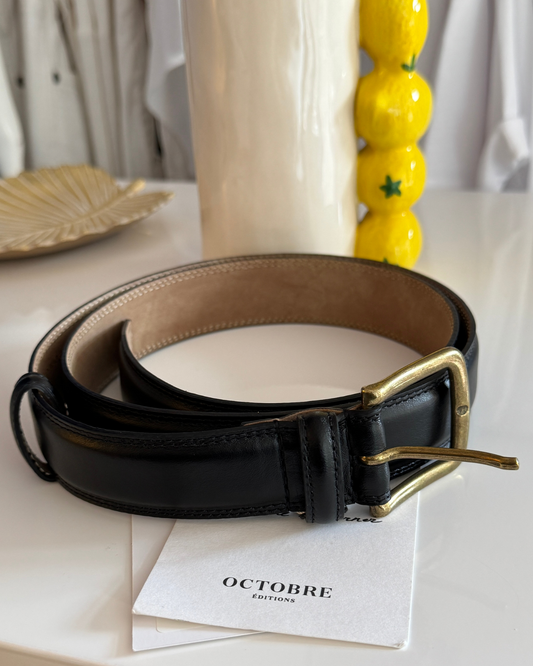 Ceinture cuir noir Octobre Edition Sézane T90