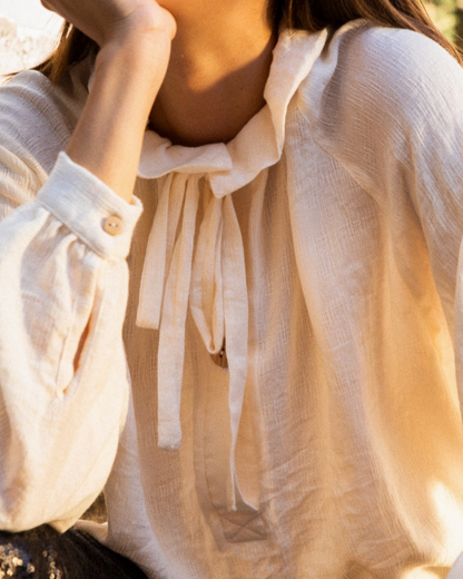 Chemise COTTYFISH en gaze de coton froissée couleur crème