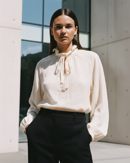 Chemise COTTYFISH en gaze de coton froissée couleur crème