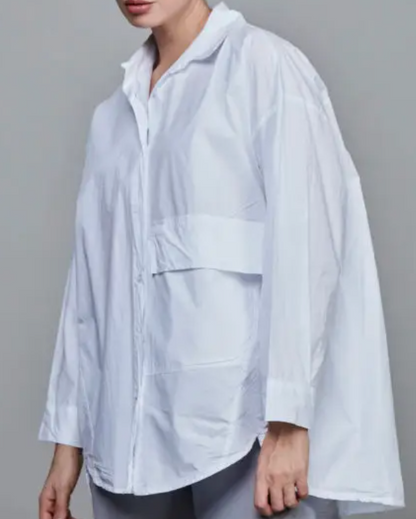 Chemise Courte en Coton avec Poche décalée TU – Blanc – SixtyDays