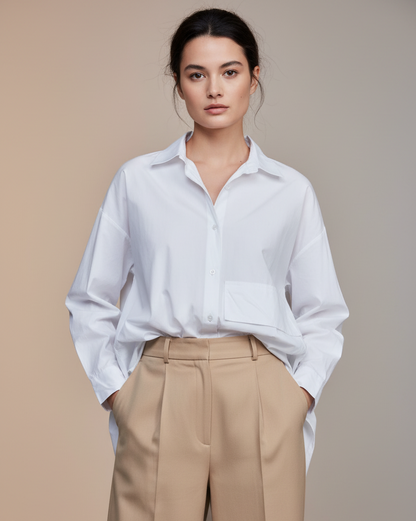 Chemise courte en coton avec poche décalée TU – SixtyDays