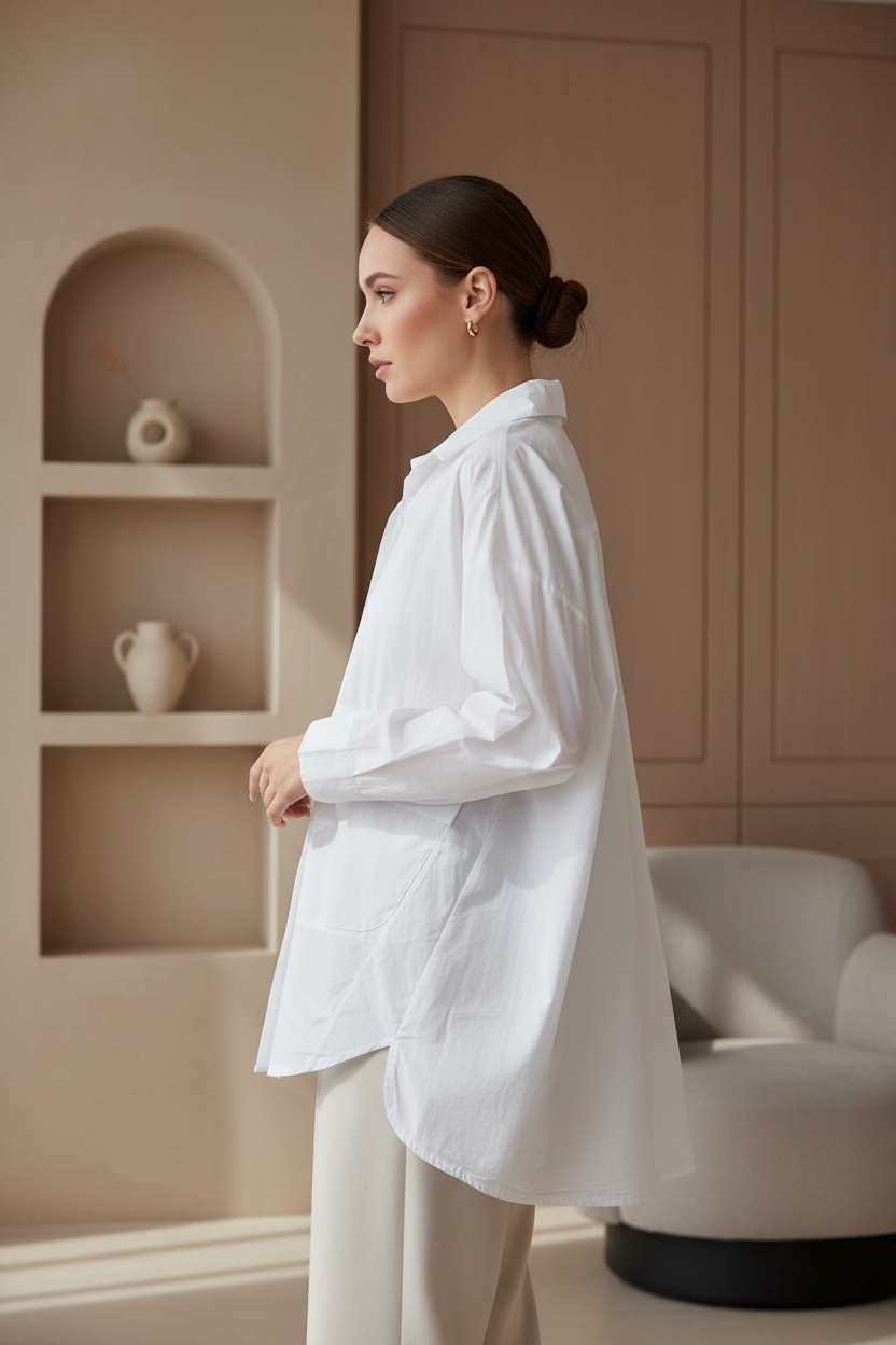 Chemise courte en coton avec poche décalée TU – SixtyDays