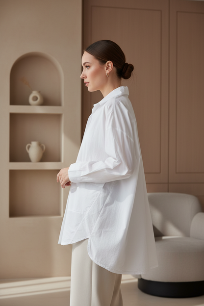 Chemise courte en coton avec poche décalée TU – SixtyDays