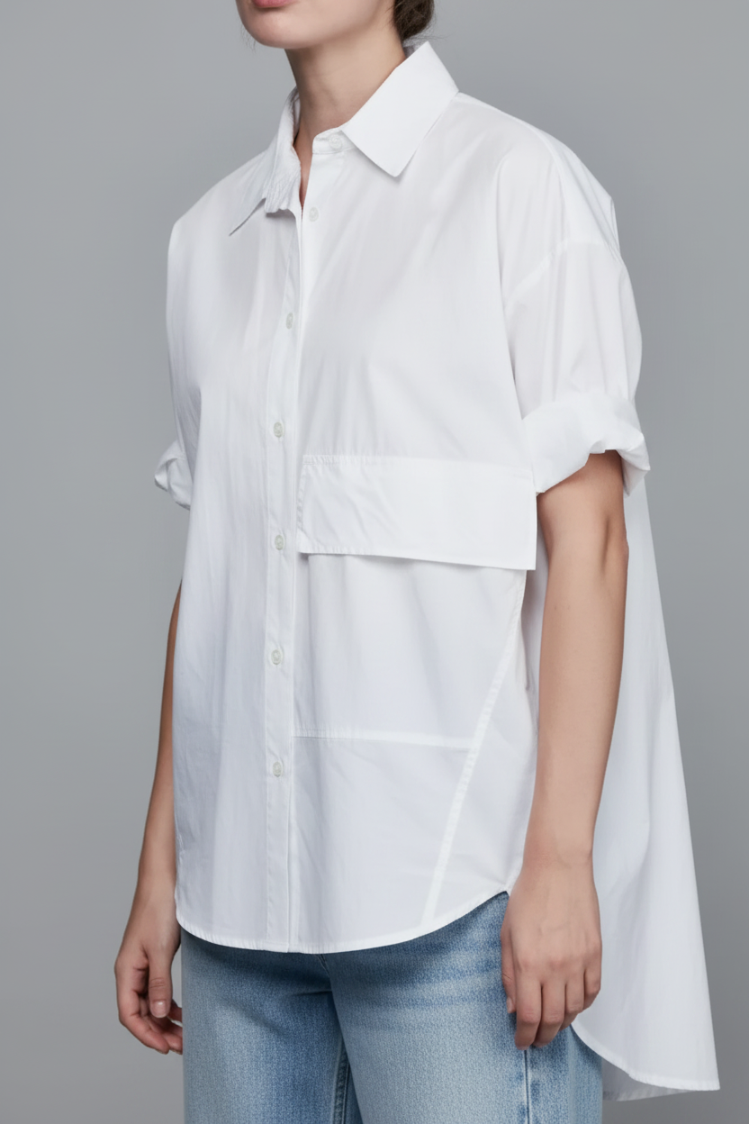 Chemise courte en coton avec poche décalée TU – SixtyDays