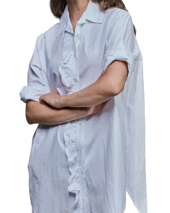 Chemise Girlfriend Sixty Days à volants en coton - TU blanc