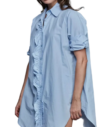 Chemise Girlfriend Sixty Days à volants en coton - TU ciel