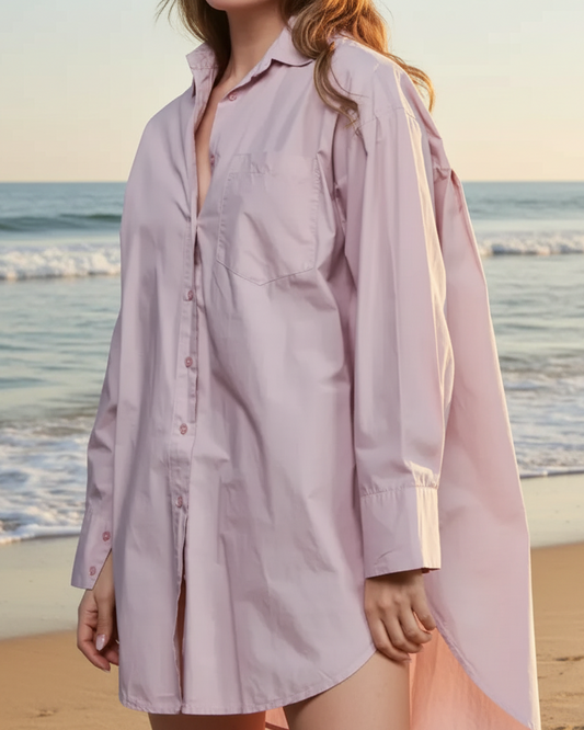 Chemise Oversize Boyfriend en Coton – Rosa Antique – SixtyDays