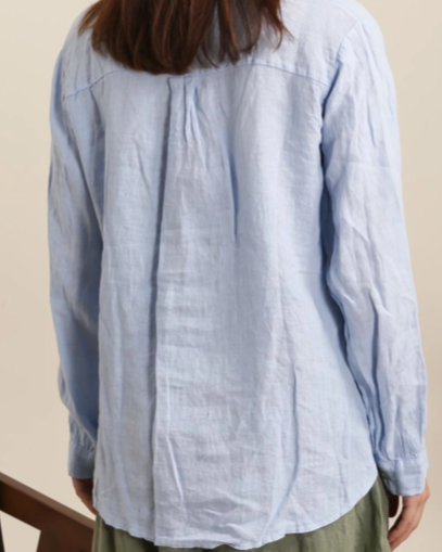 Chemise en lin bleu ciel dos