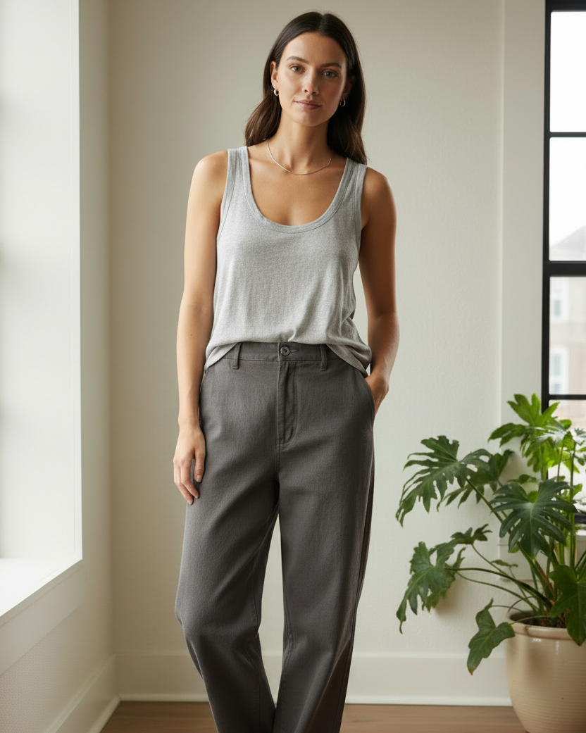 Débardeur en lin LOVE fabriqué en France - gris TU salon