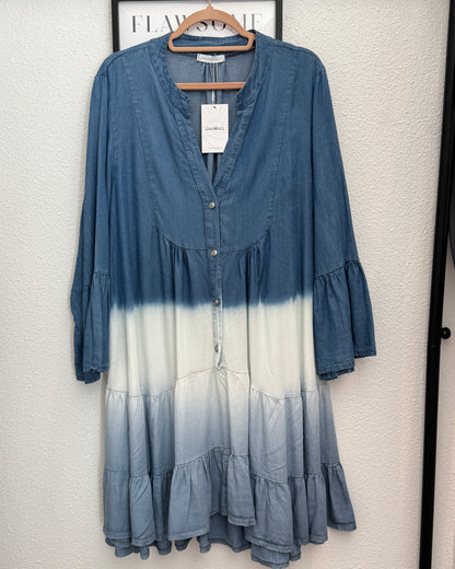 Robe courte en Tencel tie&dye bleu taille unique