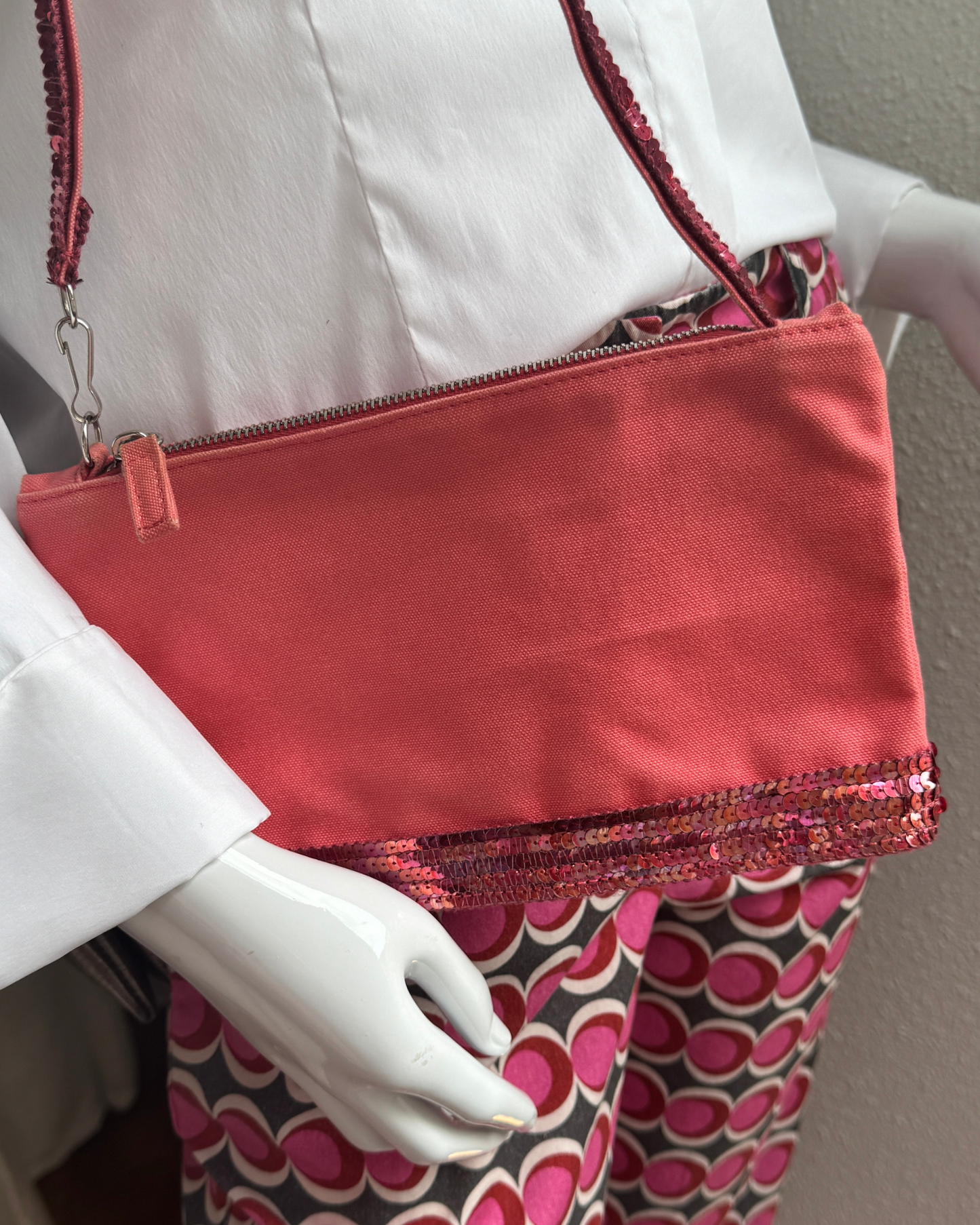 Pochette VB coton rose paillettes