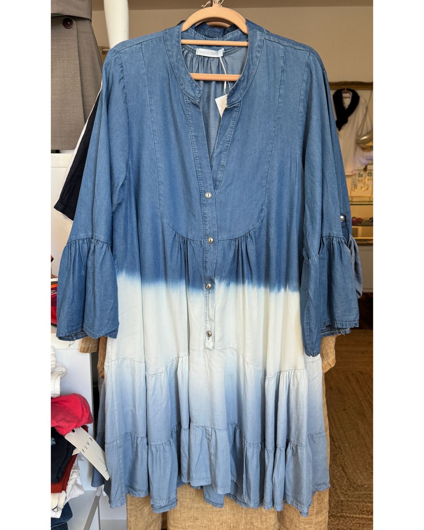 Robe courte en Tencel tie&dye bleu taille unique