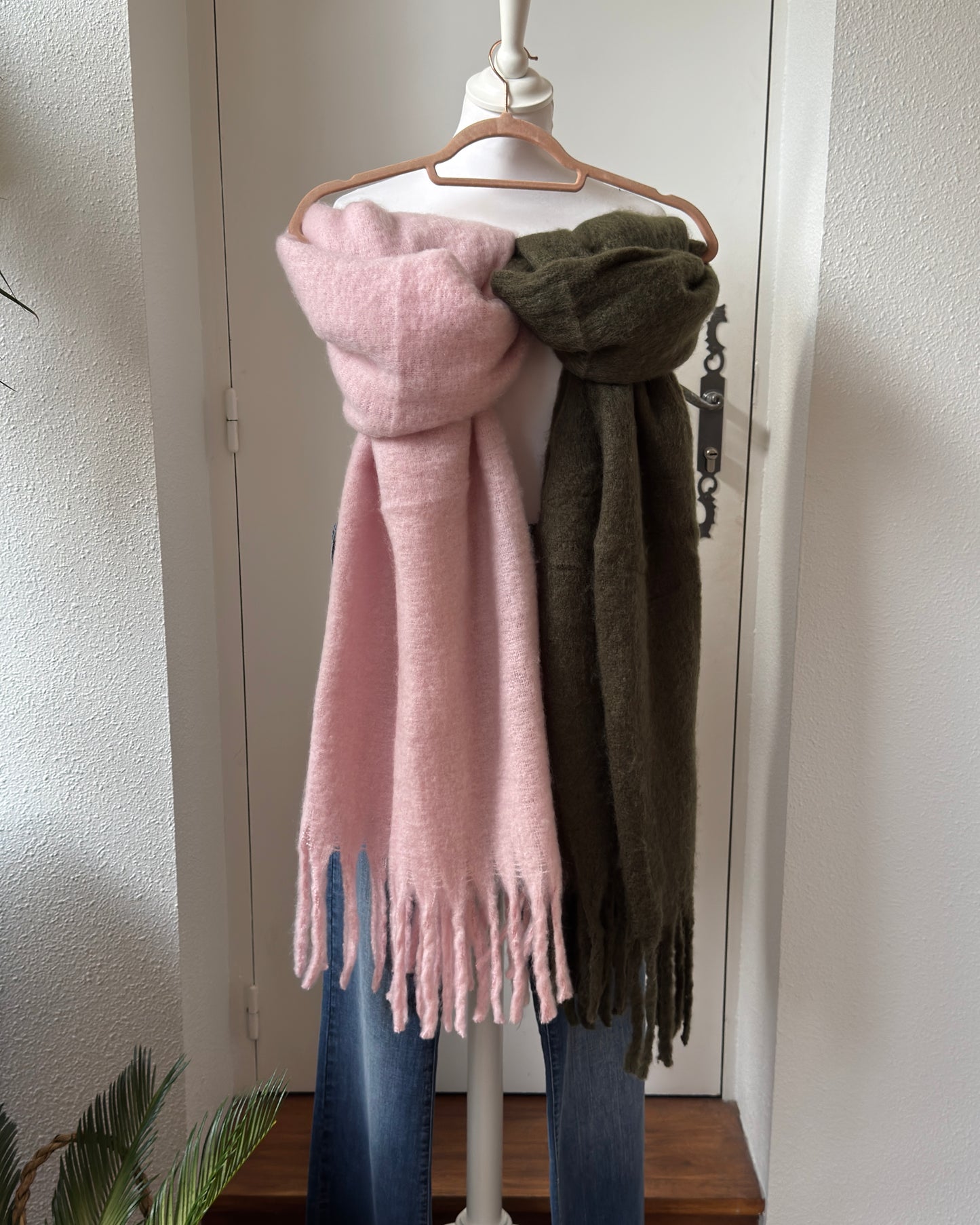 Grande écharpe viscose à grosses franges divers coloris