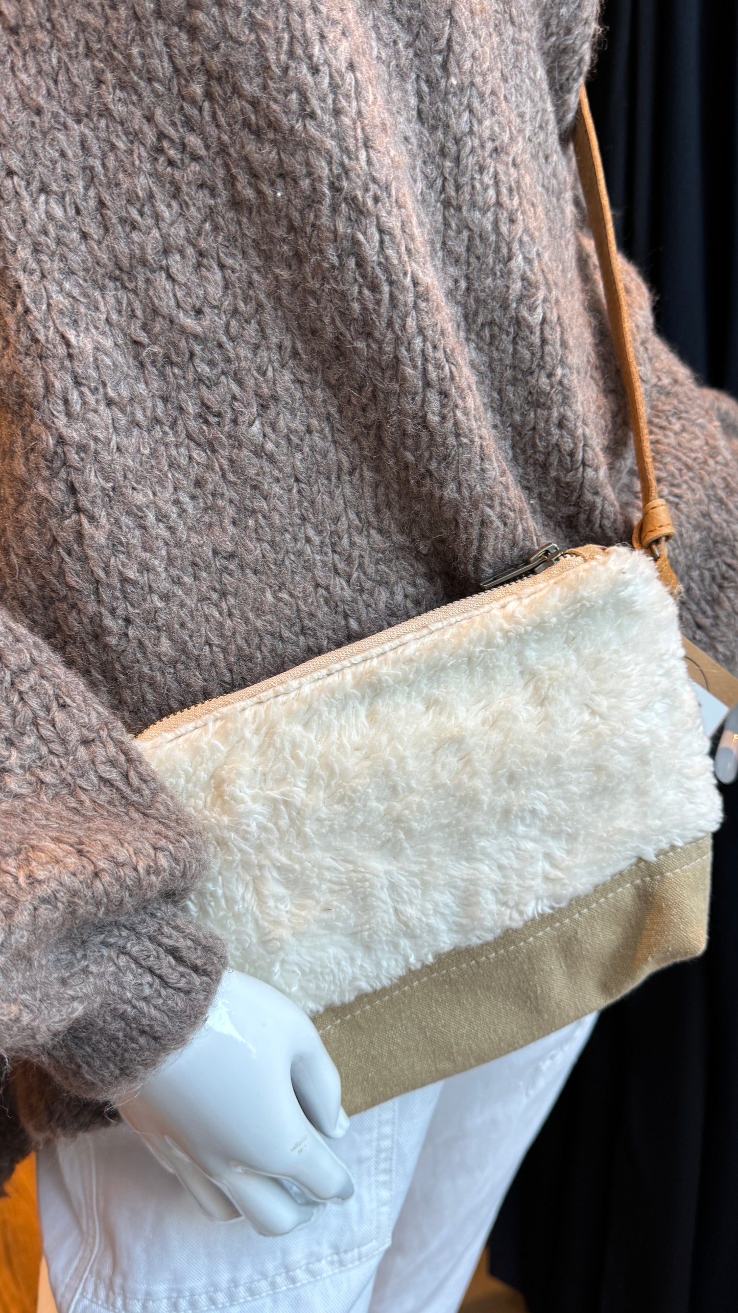 Pull oversize grosses mailles col cheminée Taupe Foncé - Taille unique