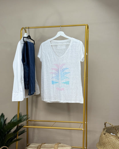 T-shirt Five Jeans en lin blanc