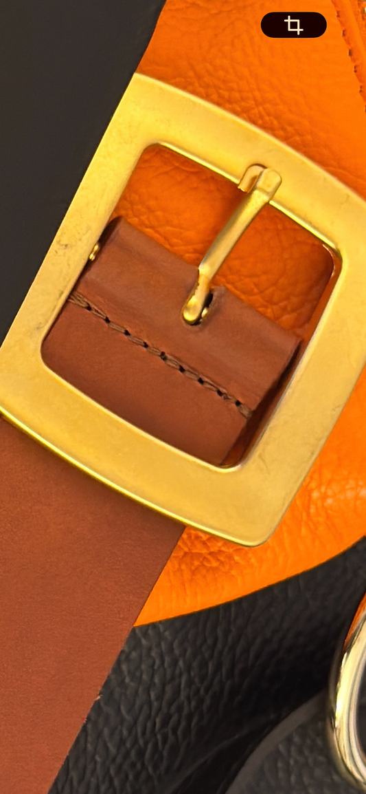 Ceinture en cuir lisse Vachette 40mm - boucle carré or matte