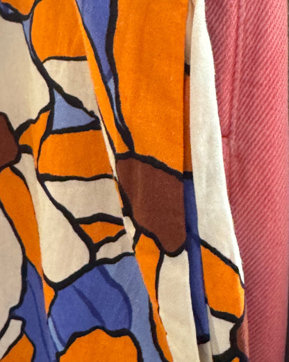 Jupe Midi Fleurie Orange & Bleu - Compania fantastica