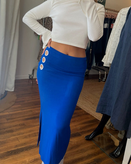 Jupe maille bleu électrique – Collection The Mermaid Uniform – Salut Beauté