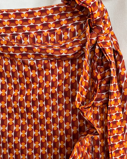 Jupe portefeuille Saia motifs graphique rouge&orange à volants- Taille unique du S au L zoom