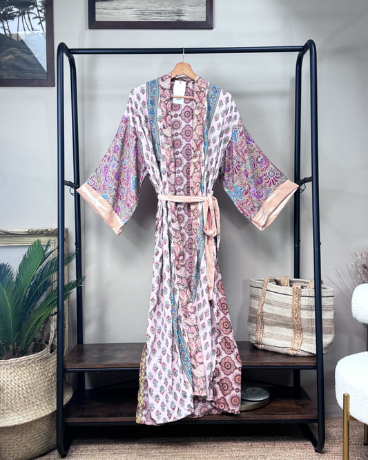 Robe Kimono longue soie Sable doré