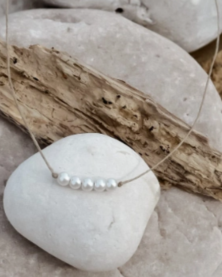 Collier LINEA en lin et perles made in France