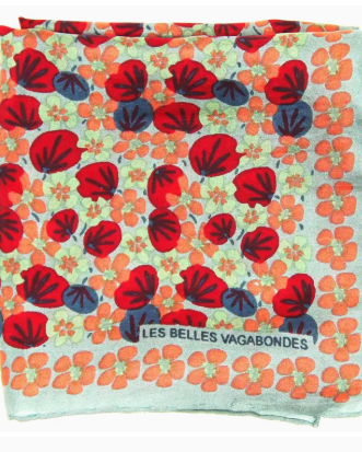 Foulard Les Belles Vagabondes carré mini en soie 50x50cm