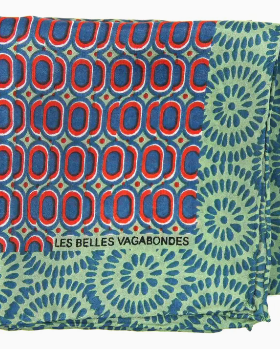 Foulard Les Belles Vagabondes carré mini en soie 50x50cm