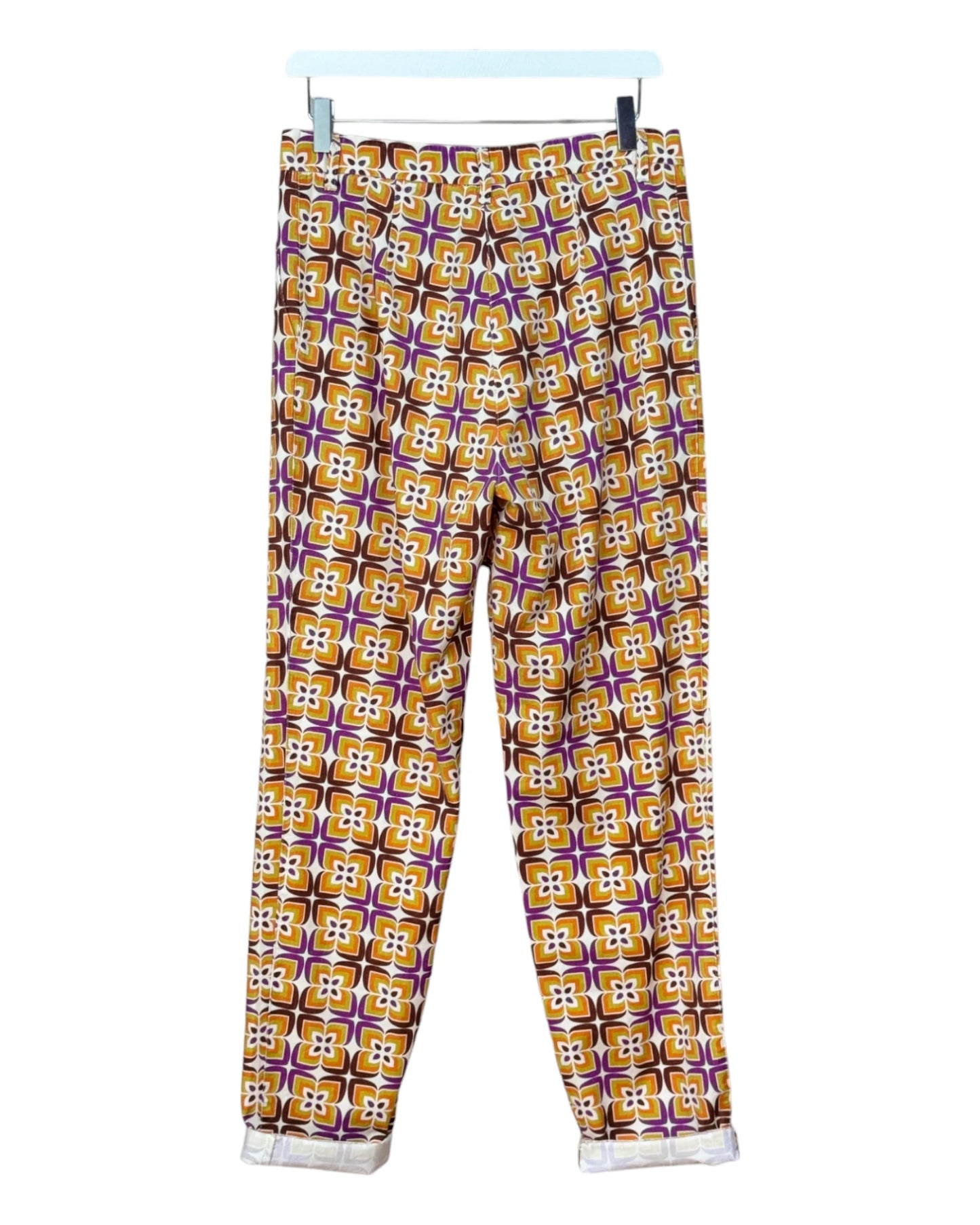 Pantalon Five Jeans droit Calvi orange violet à motifs géométriques