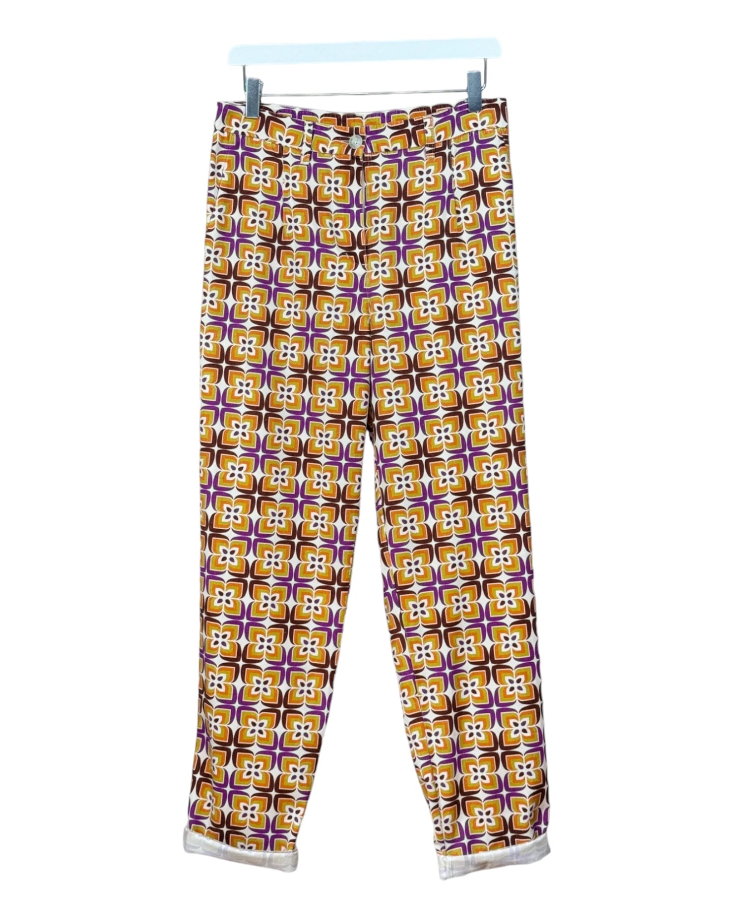 Pantalon Five Jeans droit Calvi orange violet à motifs géométriques