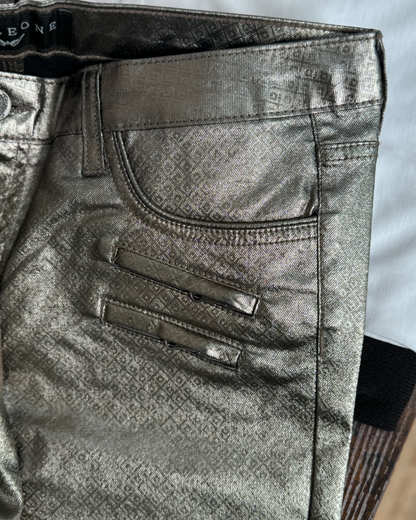 Pantalon Corleone slim gris effet cuivré