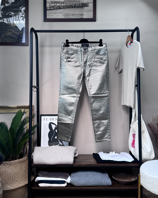 Pantalon Corleone slim gris effet cuivré