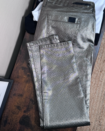 Pantalon Corleone slim gris effet cuivré