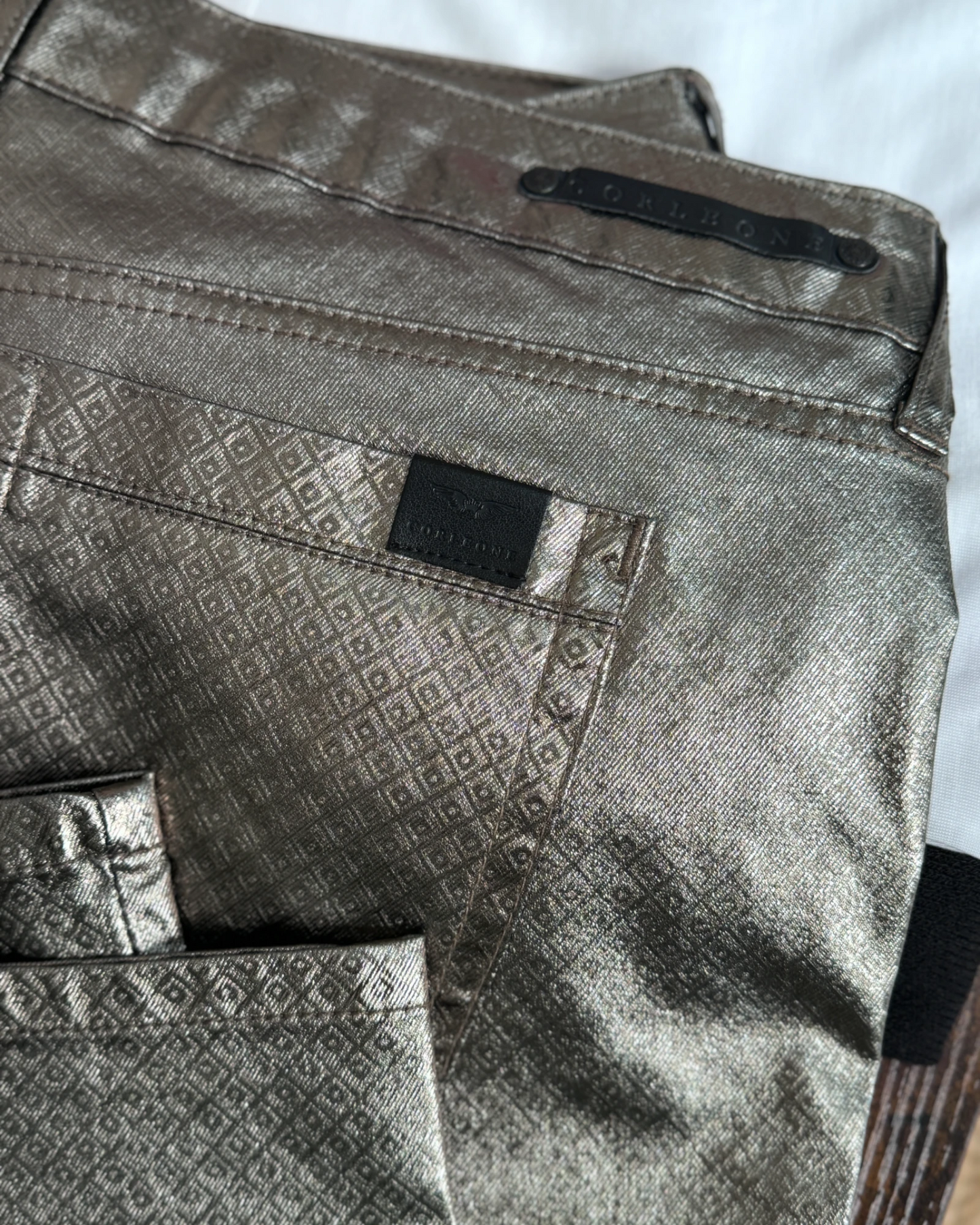 Pantalon Corleone slim gris effet cuivré