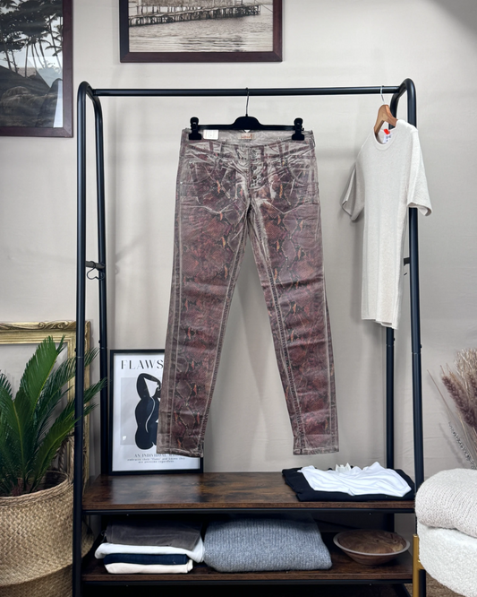Pantalon Sexy Woman slim gris dirty imprimé python